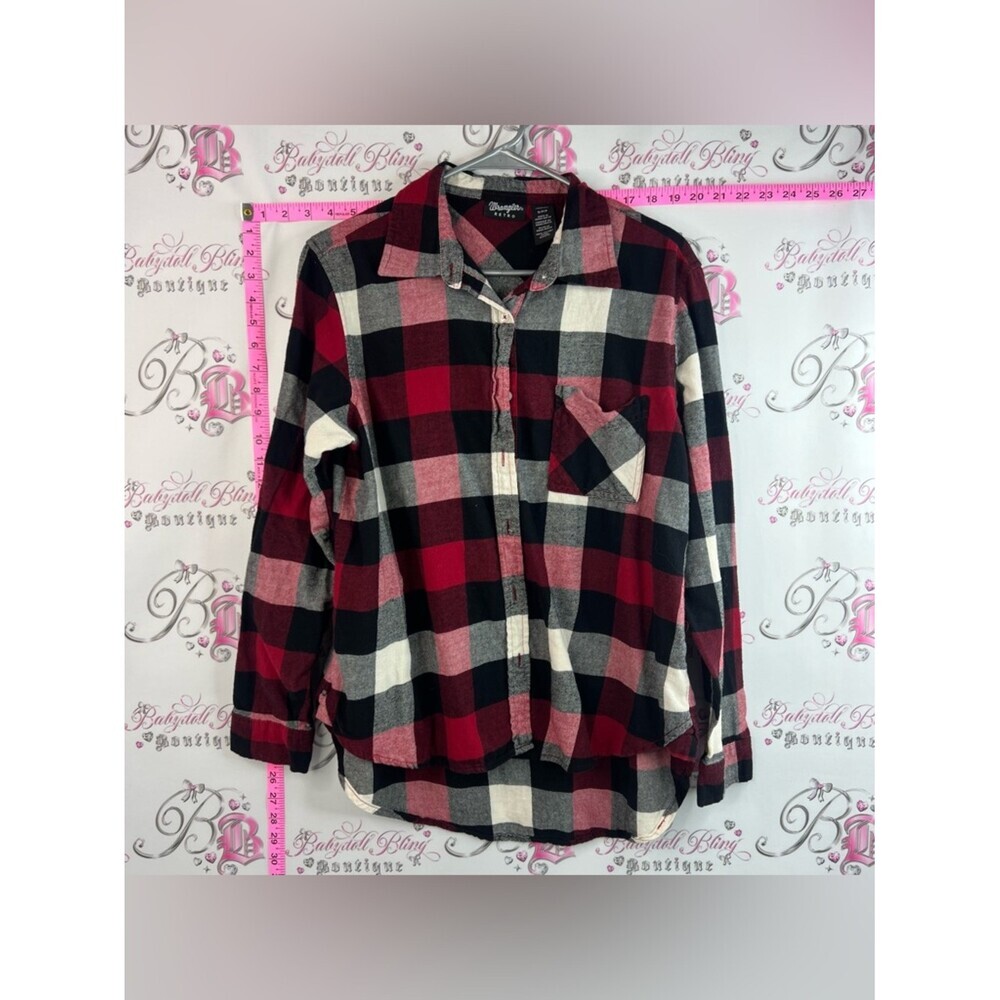 Wrangler retro button up shirt Red Black White Buffalo Plaid Button-Up Shirt